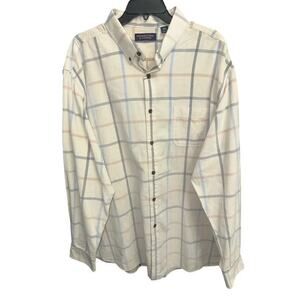 Roundtree & Yorke XXL Shirt Ivory Beige Lightweight Corduroy Pocket Long Sleeves